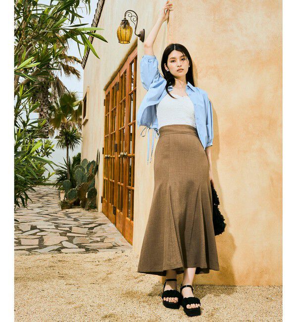 VIS「ドロストボリュームスリーブシャツ（レース・無地）」|シャツ・ブラウス|