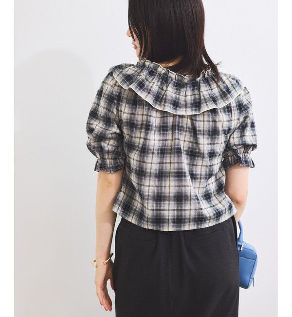 VIS「【2WAY】フリルチェックブラウス」|シャツ・ブラウス|