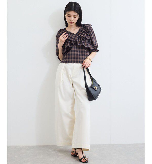 VIS「【2WAY】フリルチェックブラウス」|シャツ・ブラウス|