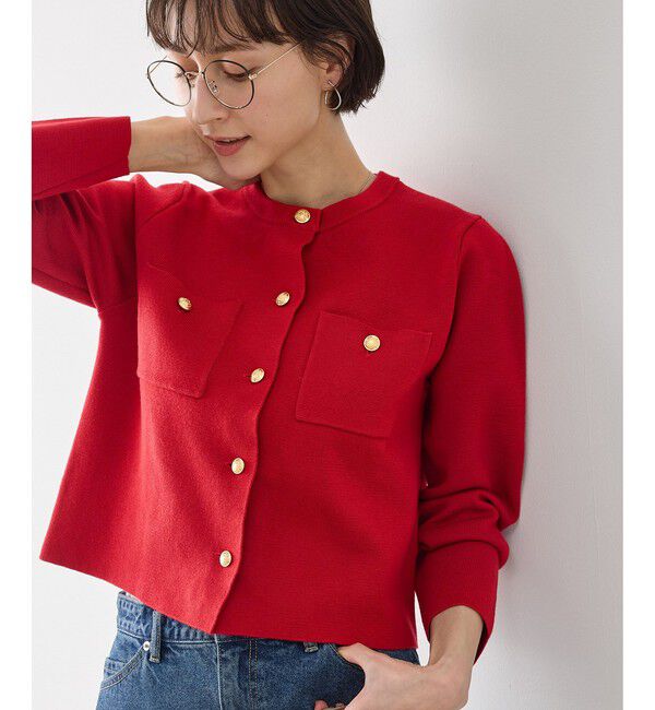 Rope&rsquo;Picnic「ミラノリブ金ボタンニットカーディガン」|カーディガン|レッド(60)