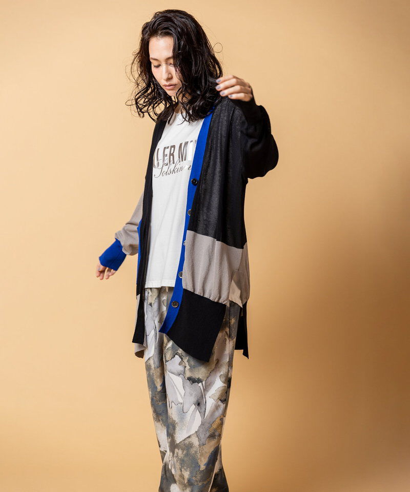  「カラーブロックニットカーディガン」|カーディガン|