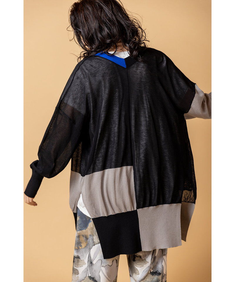  「カラーブロックニットカーディガン」|カーディガン|