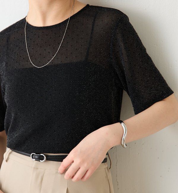  「【トレンドアイテム】シアードットチュールカットソー/アンサンブル」|Tシャツ・カットソー|ブラック