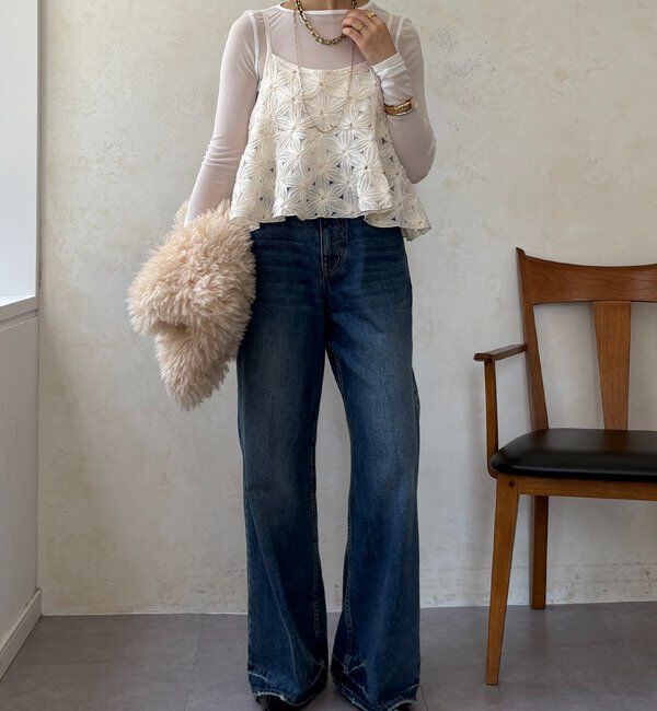  「【WEB限定】チュールフラワーキャミ」|シャツ・ブラウス|