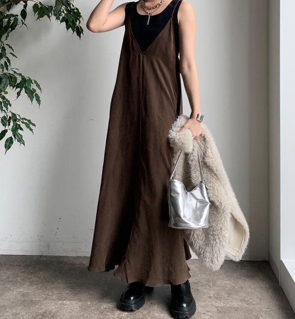  「キュプラキャミワンピース」|ワンピース|ブラウン