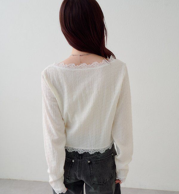  「レース切替カーディガン」|Tシャツ・カットソー|