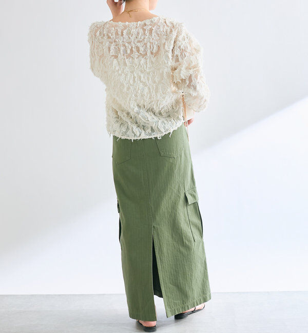  「【オケージョンにも◎】カットジャガードシアーブラウス」|シャツ・ブラウス|