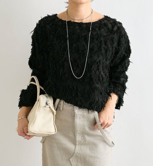  「【オケージョンにも◎】カットジャガードシアーブラウス」|シャツ・ブラウス|