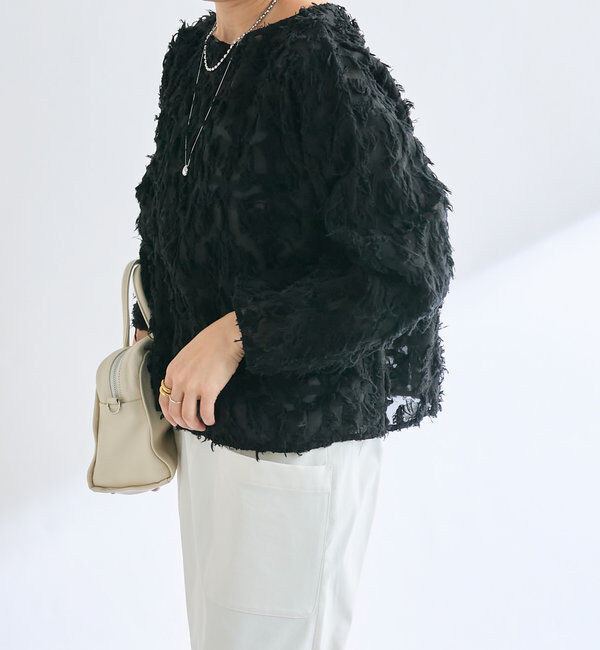  「【オケージョンにも◎】カットジャガードシアーブラウス」|シャツ・ブラウス|