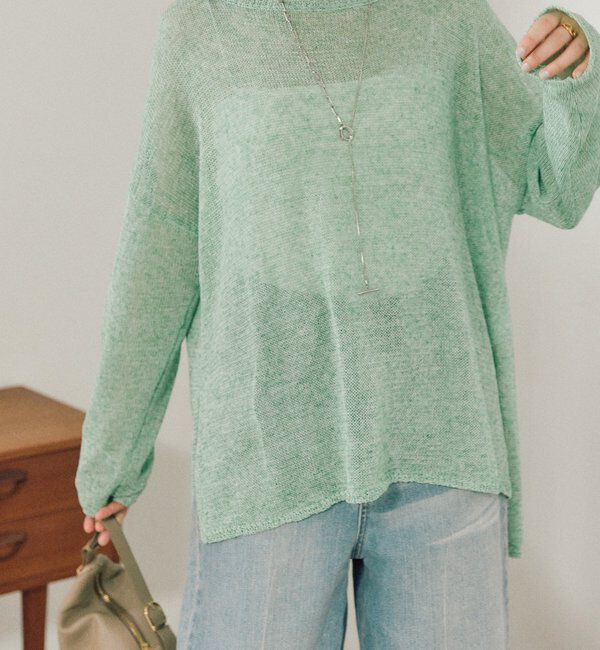  「メランジルーズニット」|ニット・セーター|グリーン