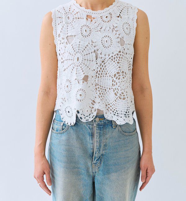  「【着映え】エンブロイダリーベスト」|ニット・セーター|