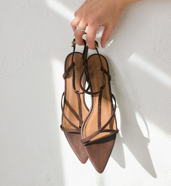  「予約【抜け感】ポインテッドラインサンダル」|サンダル|ブラウン