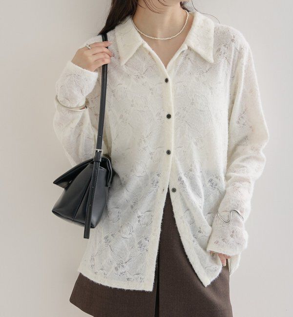  「襟付きシャギーカーディガン」|Tシャツ・カットソー|アイボリー