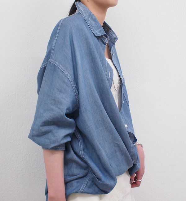  「【@_shirabe.s_コラボ】シアーデニムタックシャツ」|シャツ・ブラウス|