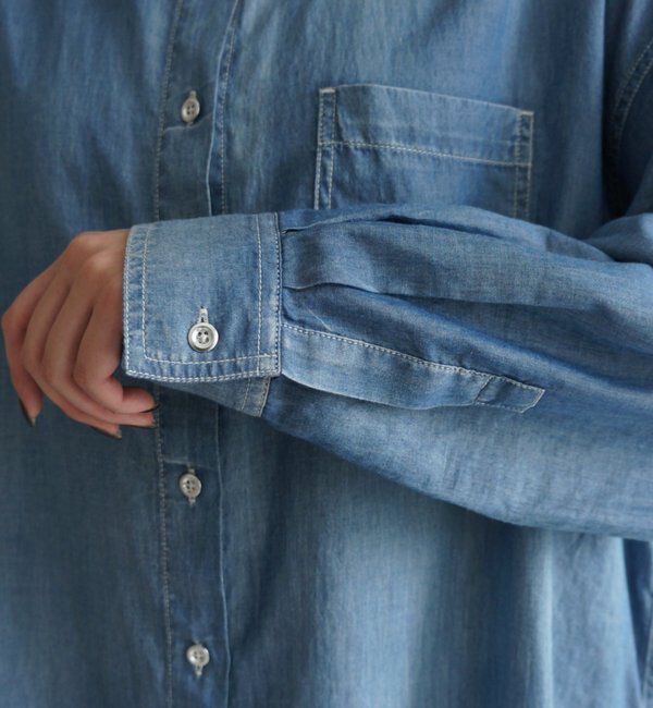  「【@_shirabe.s_コラボ】シアーデニムタックシャツ」|シャツ・ブラウス|