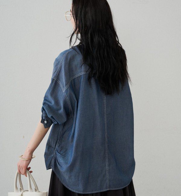  「【@_shirabe.s_コラボ】シアーデニムタックシャツ」|シャツ・ブラウス|