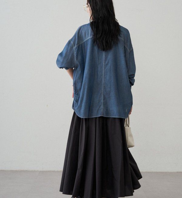  「【@_shirabe.s_コラボ】シアーデニムタックシャツ」|シャツ・ブラウス|