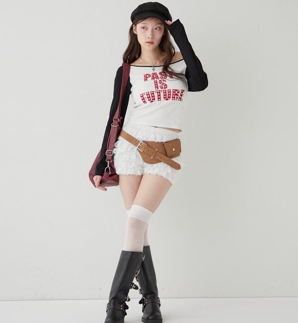  「スタースタッズラグランロゴトップス」|Tシャツ・カットソー|