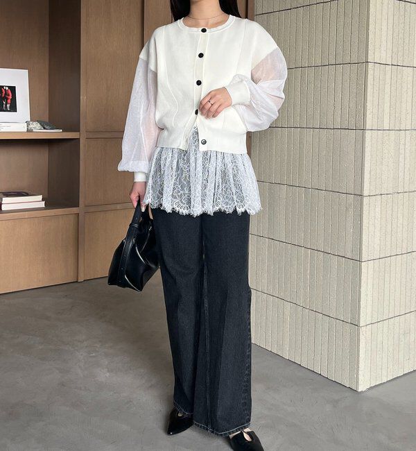  「【WEB/ルミネエスト新宿限定カラー・ピンク】シアースリーブショートカーディガン」|カーディガン|