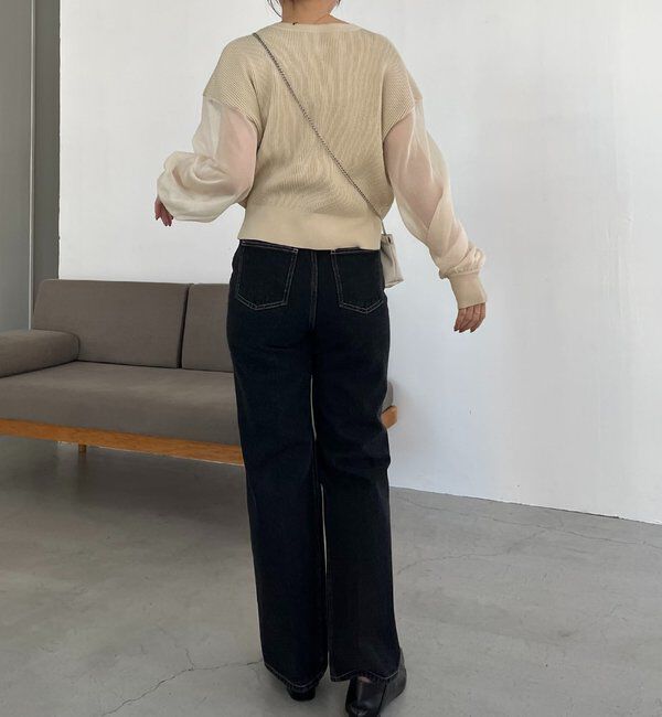  「【WEB/ルミネエスト新宿限定カラー・ピンク】シアースリーブショートカーディガン」|カーディガン|