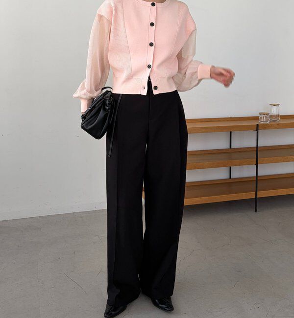  「【WEB/ルミネエスト新宿限定カラー・ピンク】シアースリーブショートカーディガン」|カーディガン|