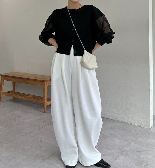  「【WEB/ルミネエスト新宿限定カラー・ピンク】シアースリーブショートカーディガン」|カーディガン|