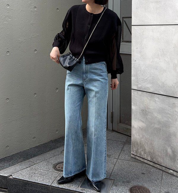  「【WEB/ルミネエスト新宿限定カラー・ピンク】シアースリーブショートカーディガン」|カーディガン|