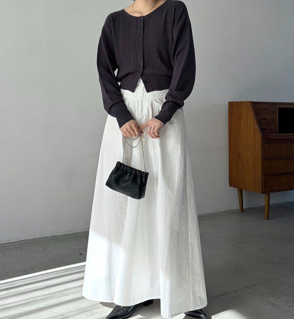  「【低身長サイズあり】切替コットンフレアスカート」|スカート|