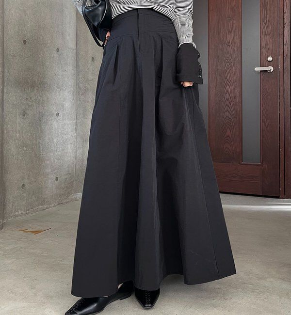  「【低身長サイズあり】切替コットンフレアスカート」|スカート|