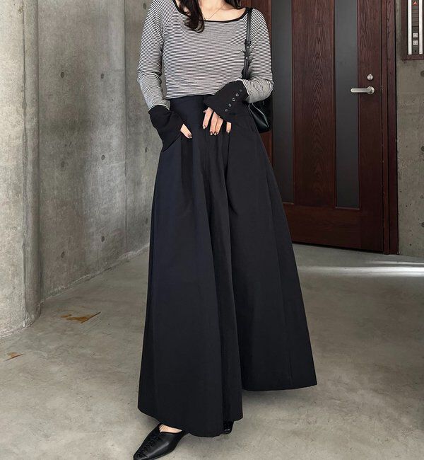  「【低身長サイズあり】切替コットンフレアスカート」|スカート|