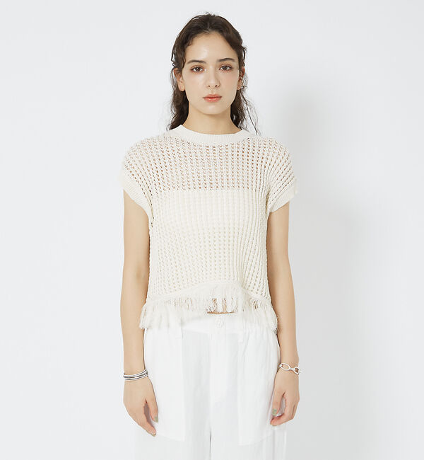 Rouge vif「メッシュニットフリンジショートプルオーバー」|ニット・セーター|