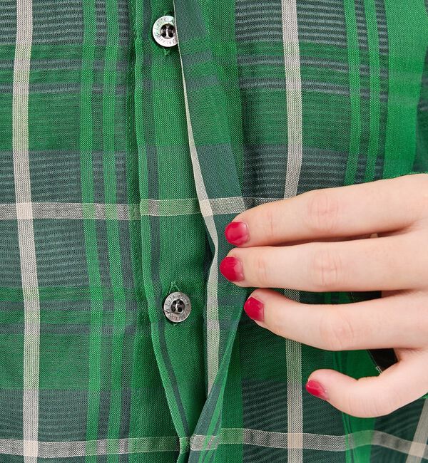 Rouge vif「【Le Melange/ル・メランジュ】シアーチェックシャツ/ シアー/メンズラ」|シャツ・ブラウス|