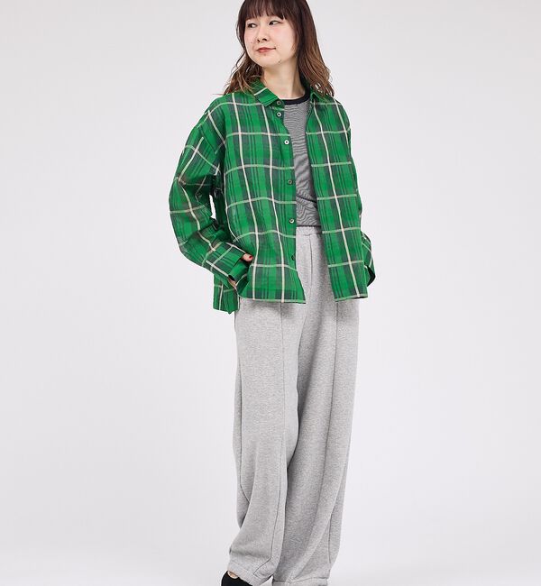 Rouge vif「【Le Melange/ル・メランジュ】シアーチェックシャツ/ シアー/メンズラ」|シャツ・ブラウス|