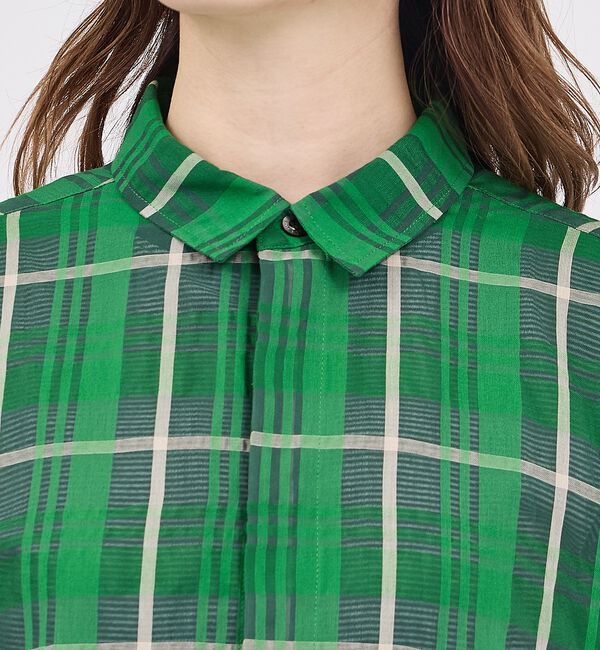 Rouge vif「【Le Melange/ル・メランジュ】シアーチェックシャツ/ シアー/メンズラ」|シャツ・ブラウス|