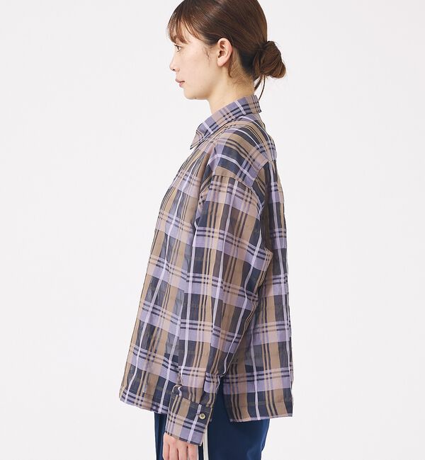 Rouge vif「【Le Melange/ル・メランジュ】シアーチェックシャツ/ シアー/メンズラ」|シャツ・ブラウス|