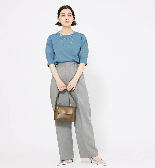 qualite「シャークスキンストレートパンツ」|スラックス|