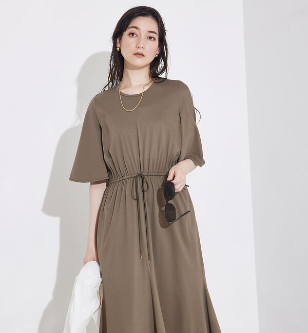 qualite「ケープワンピ」|ワンピース|カーキ