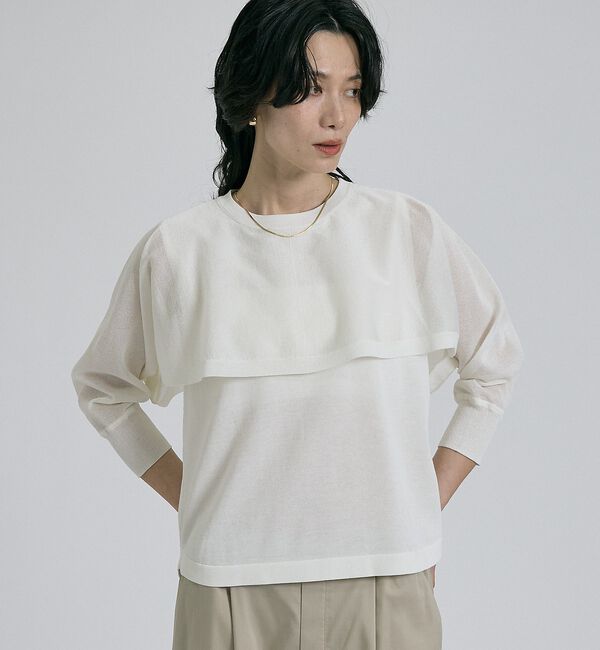 qualite「【ケープ&times;タンクの2WAY仕様】シアーケープニット」|シャツ・ブラウス|