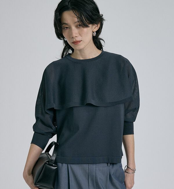 qualite「【ケープ&times;タンクの2WAY仕様】シアーケープニット」|シャツ・ブラウス|