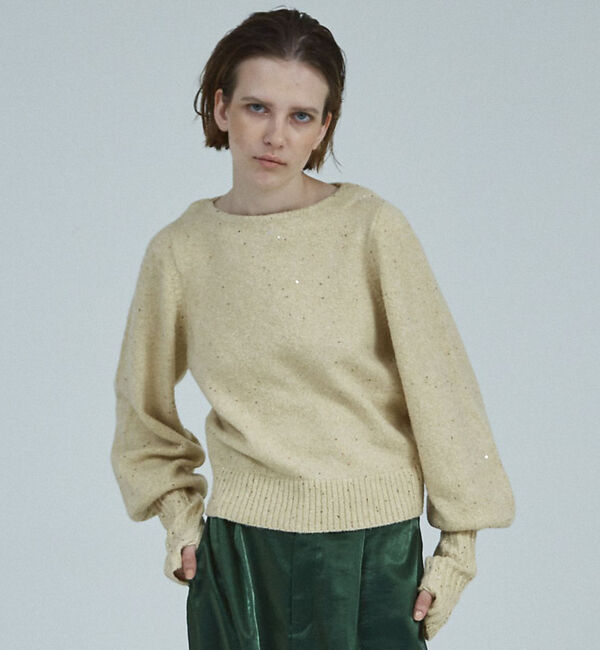 NOMINE「スパンコール ラメ ニット」|ニット・セーター|アイボリー
