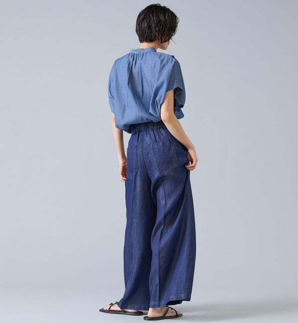 Liesse「シアーデニムフリルブラウス」|シャツ・ブラウス|