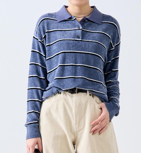 SOFFITTO「ベロアポロニット」|ニット・セーター|ブルーグレー