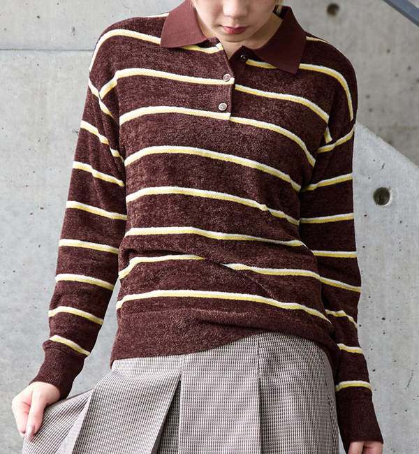 SOFFITTO「ベロアポロニット」|ニット・セーター|ブラウン