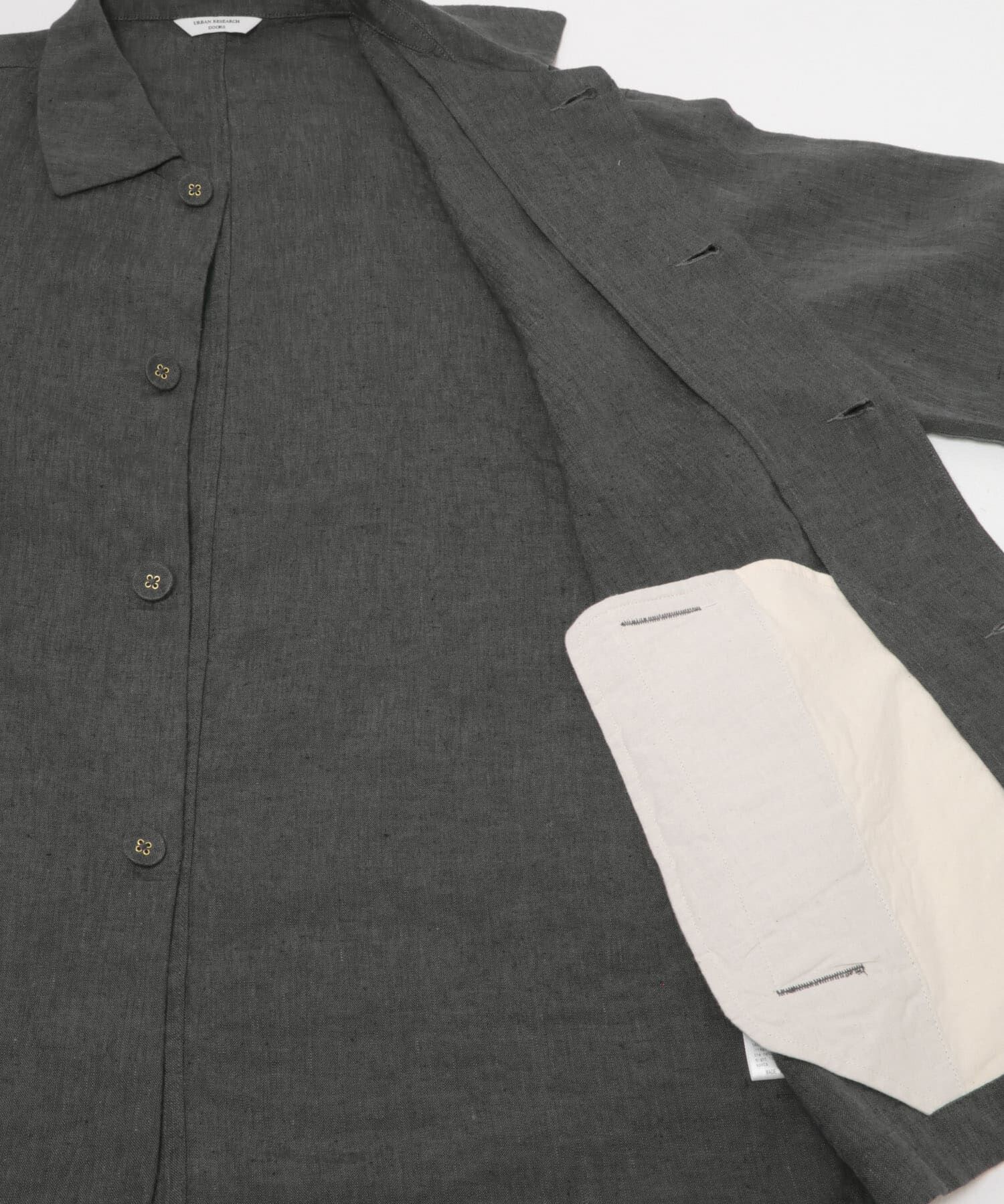 URBAN RESEARCH DOORS「シルケットリネン シャツジャケット」|ノーカラーコート|