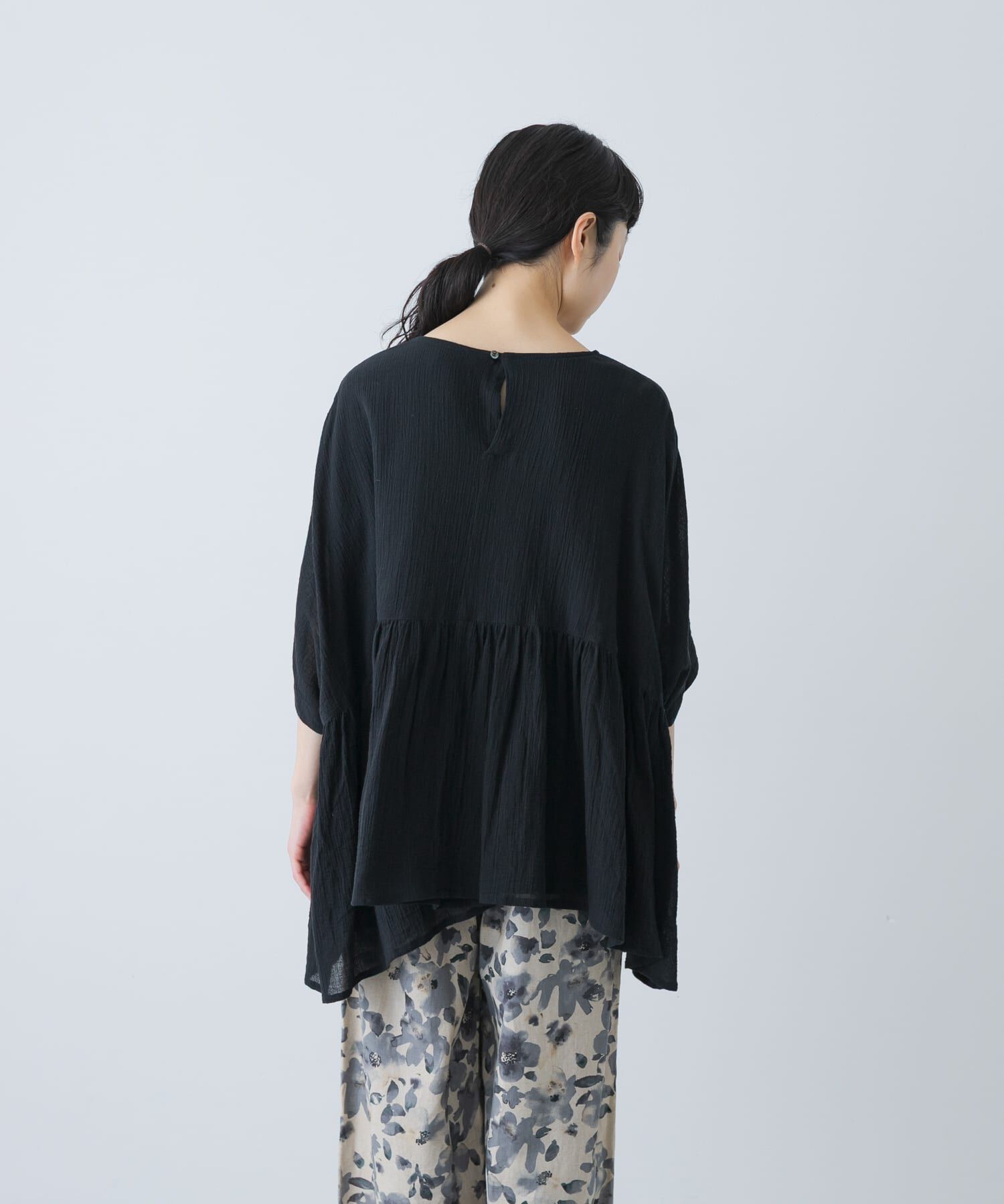 かぐれ「コットンクレープギャザーブラウス」|シャツ・ブラウス|