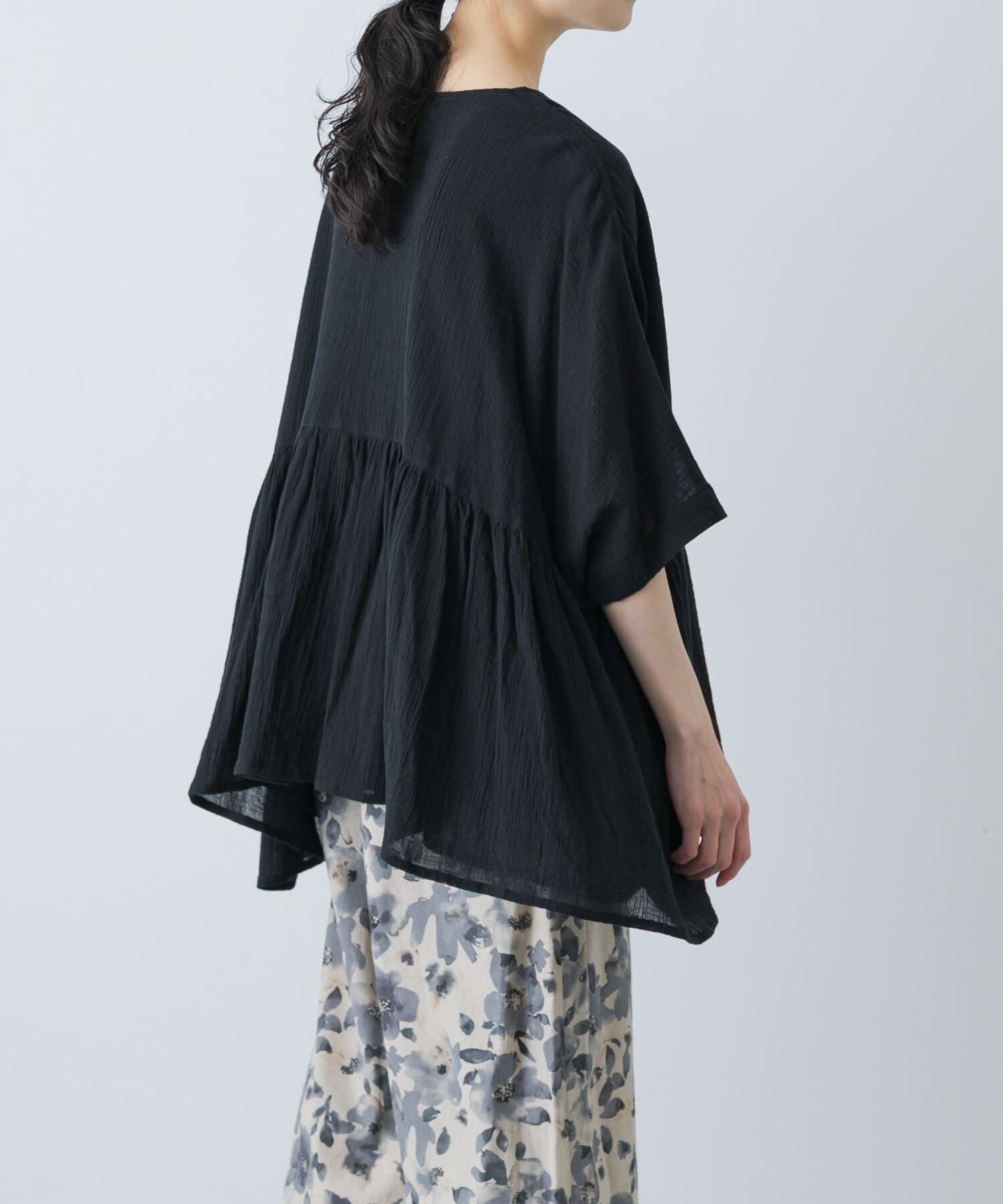 かぐれ「コットンクレープギャザーブラウス」|シャツ・ブラウス|