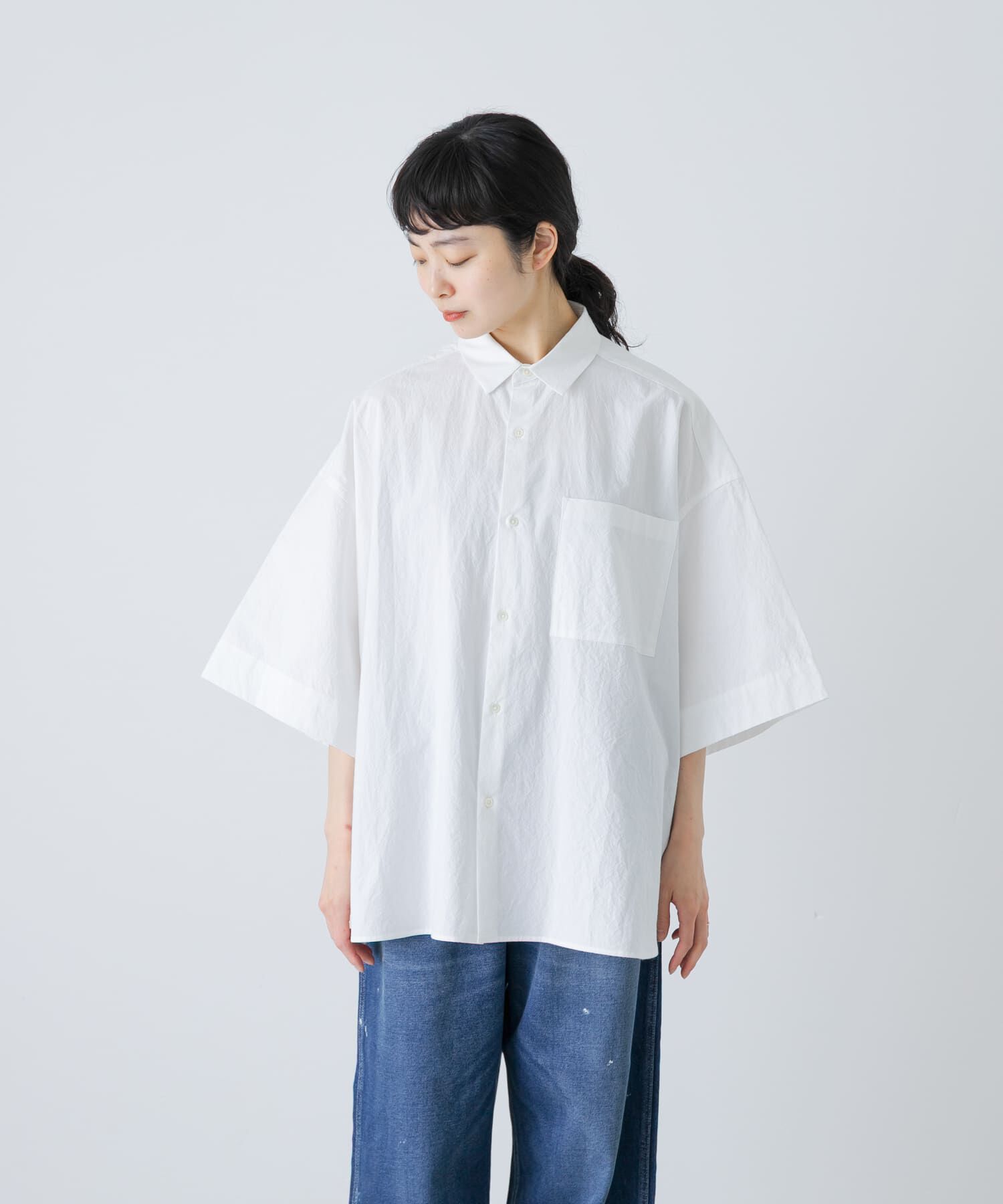 かぐれ「ワイドハーフスリーブシャツ」|シャツ・ブラウス|