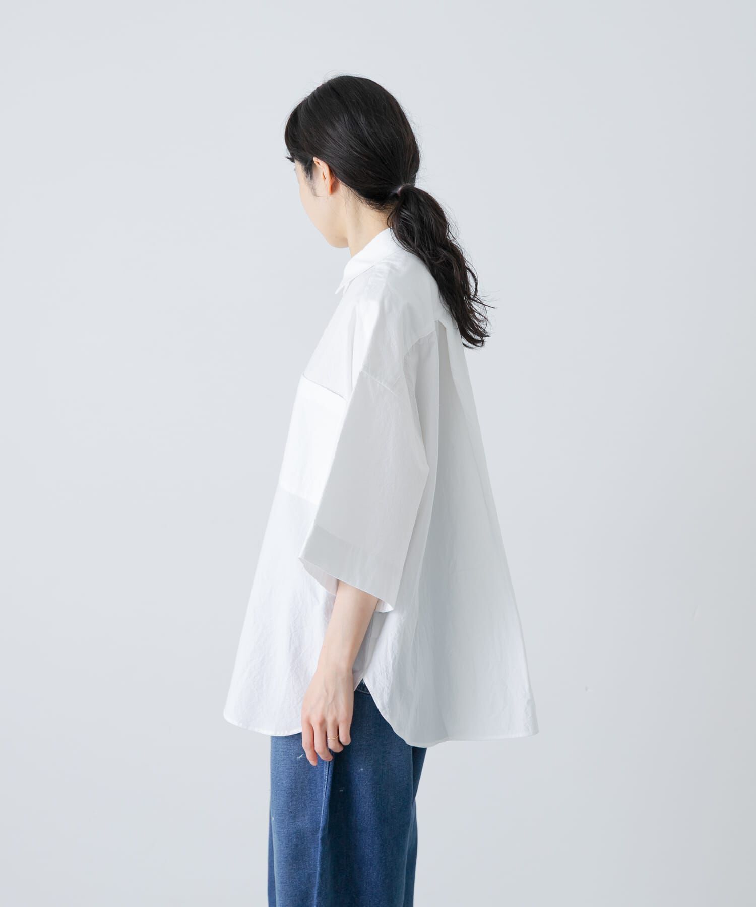 かぐれ「ワイドハーフスリーブシャツ」|シャツ・ブラウス|