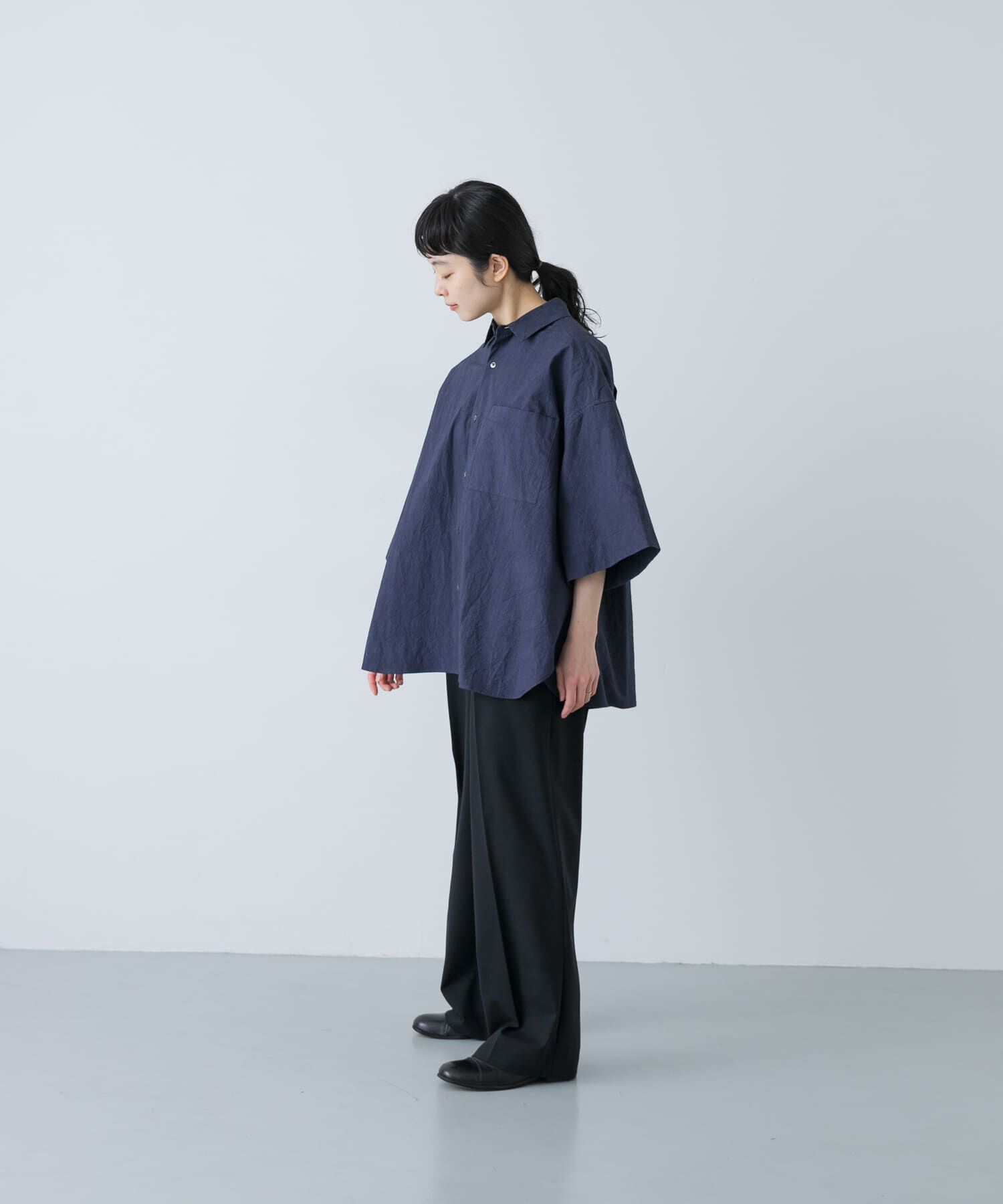 かぐれ「ワイドハーフスリーブシャツ」|シャツ・ブラウス|