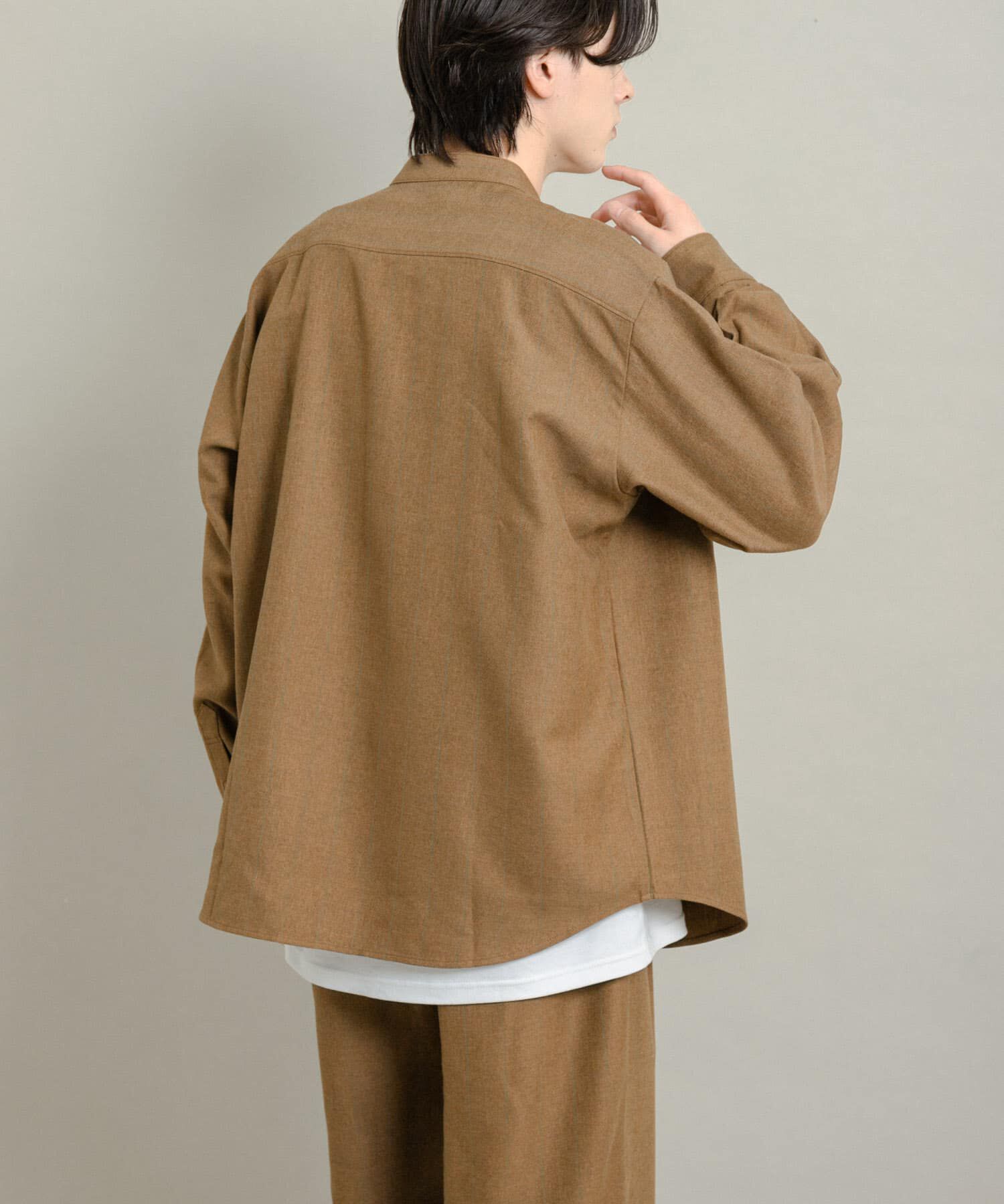 SENSE OF PLACE by URBAN RESEARCH「ウールタッチストライプバンドカラーシャツ」|シャツ・ブラウス|